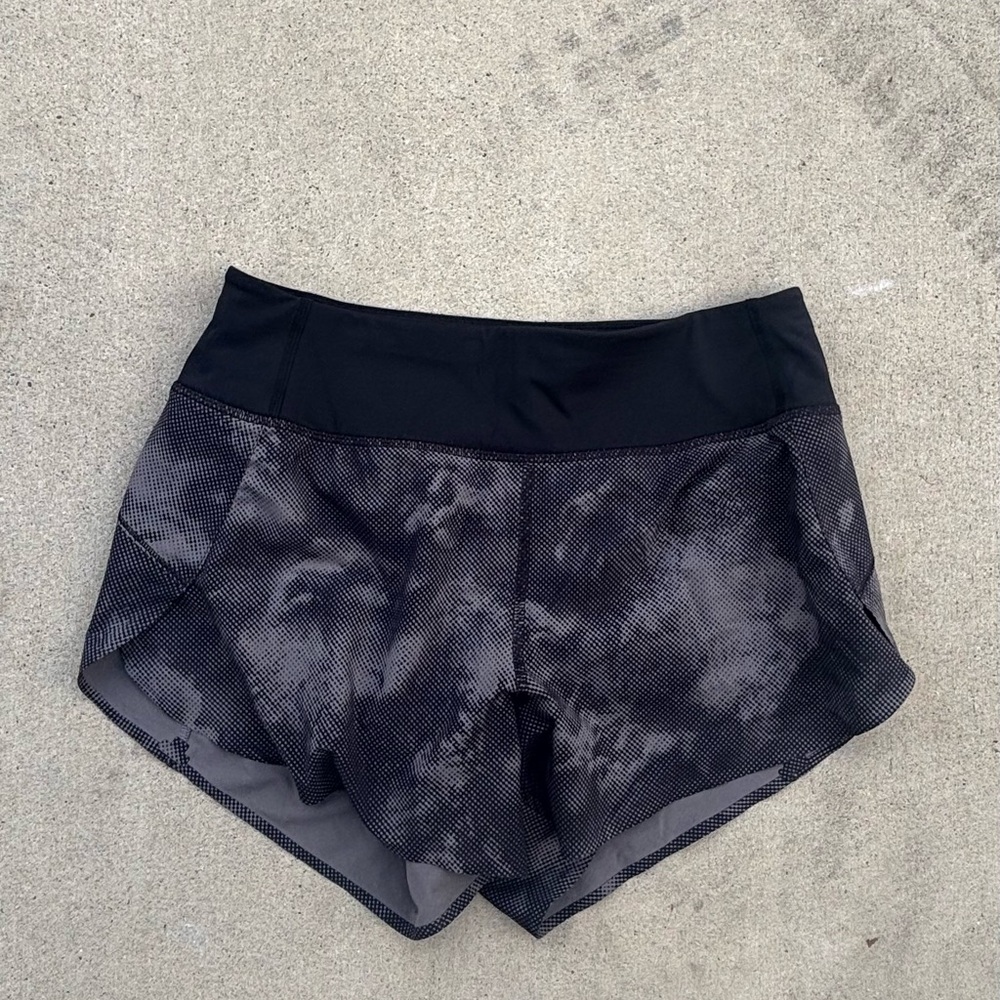 Athleta Black Athletic Shorts Moisture-Wicking Curved Hem
